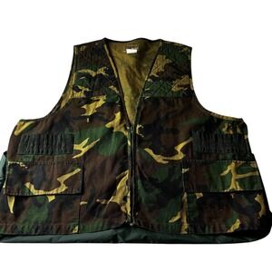 Sports AFIELD Men's Camo Hunting Vest 2XL Zip Up Game Bag Pockets Utility VTG